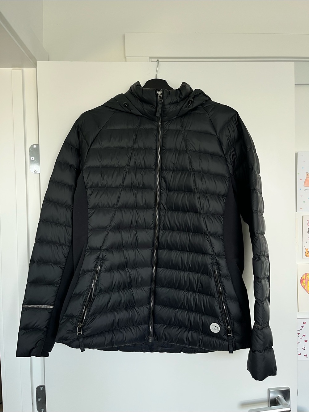 L.L.Bean Black Quilted Down Jacket with Hood